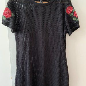 Black cover-up dress with rose detail
